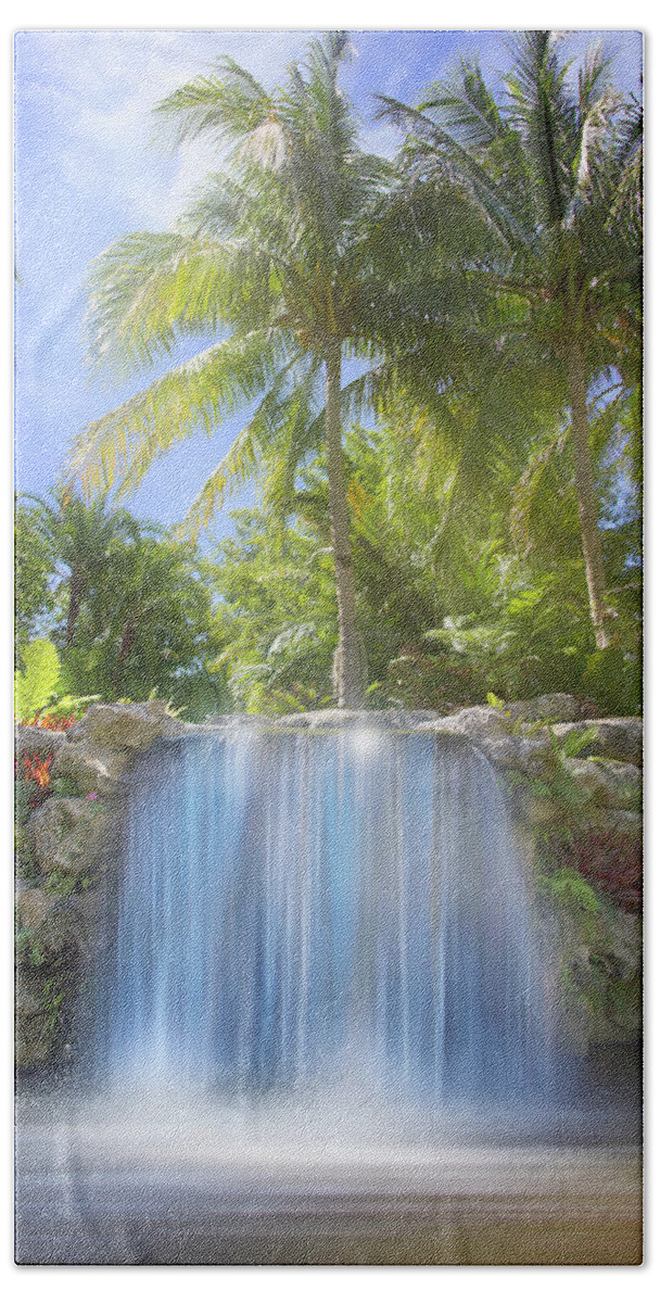 Waterfall Bath Towel featuring the photograph Tropical Waterfall by Mark Andrew Thomas