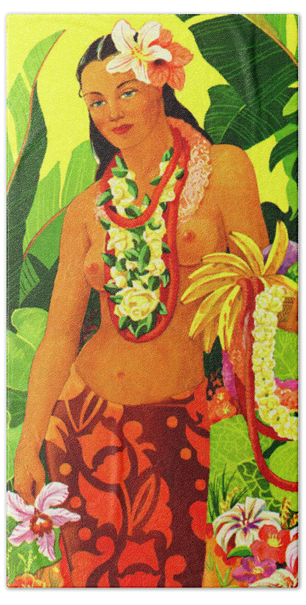Adult Hand Towel featuring the drawing Tropical Woman by CSA Images