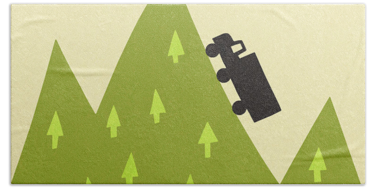 Adventure Bath Towel featuring the drawing Truck Climbing a Hill by CSA Images
