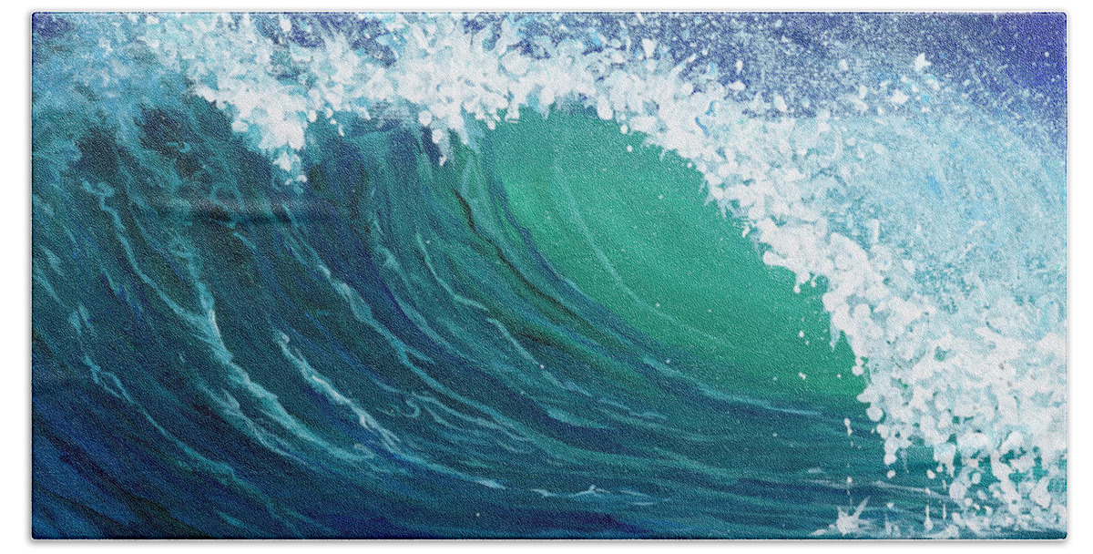 Seascape Hand Towel featuring the painting Tubular by Darice Machel McGuire