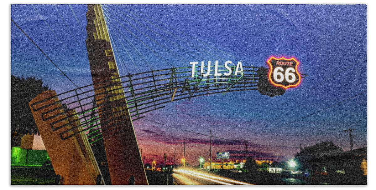 America Hand Towel featuring the photograph Tulsa Oklahoma Route 66 Western Gateway Arch by Gregory Ballos