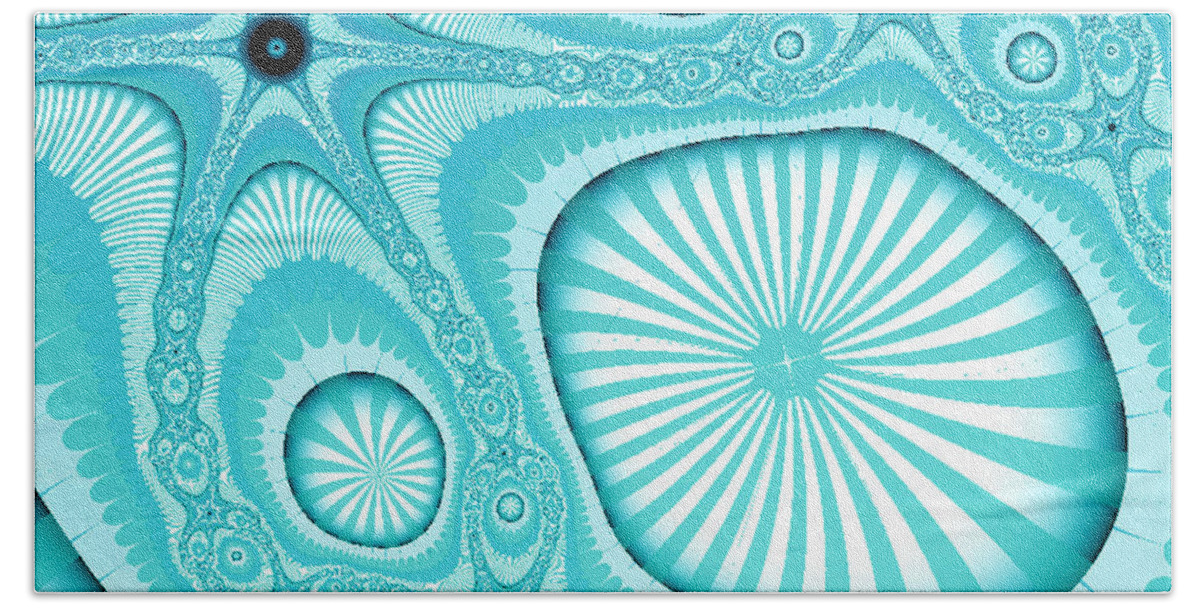 Abstract Bath Towel featuring the digital art Turquoise coastal abstract by Bonnie Bruno