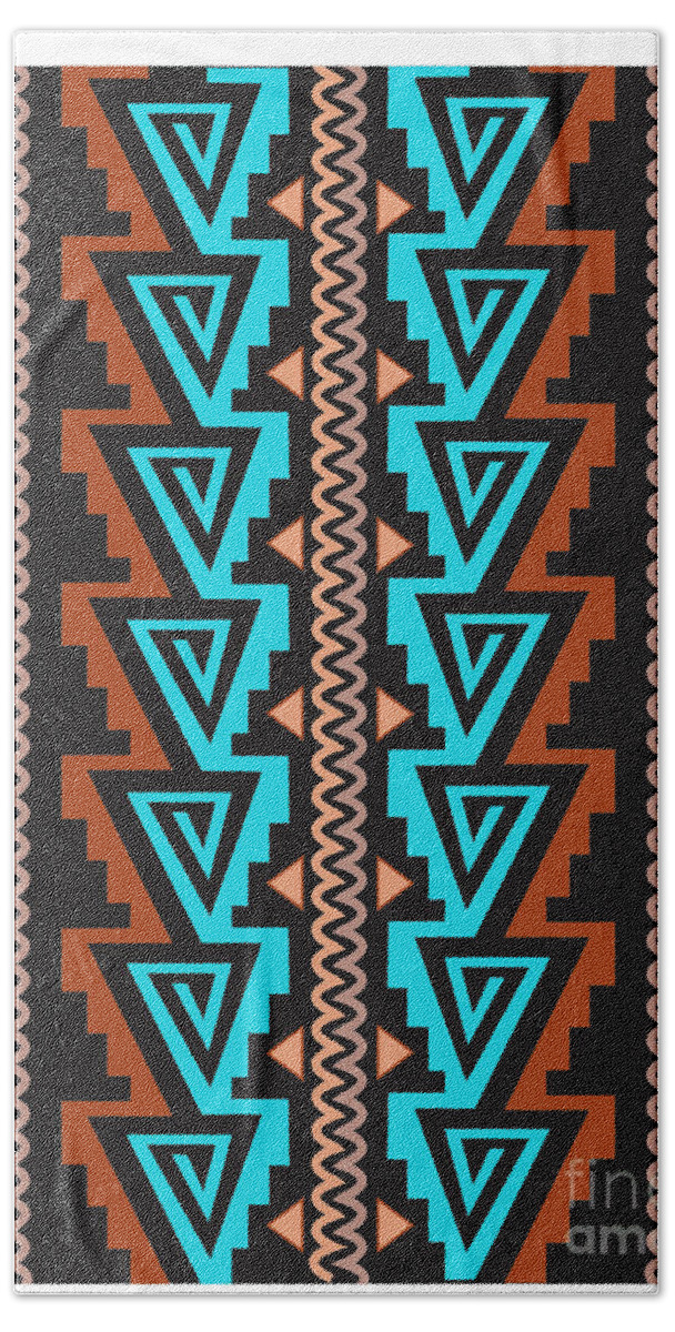 Native American Inspired Bath Towel featuring the digital art Turquoise Triangle pattern by Shelley Myers