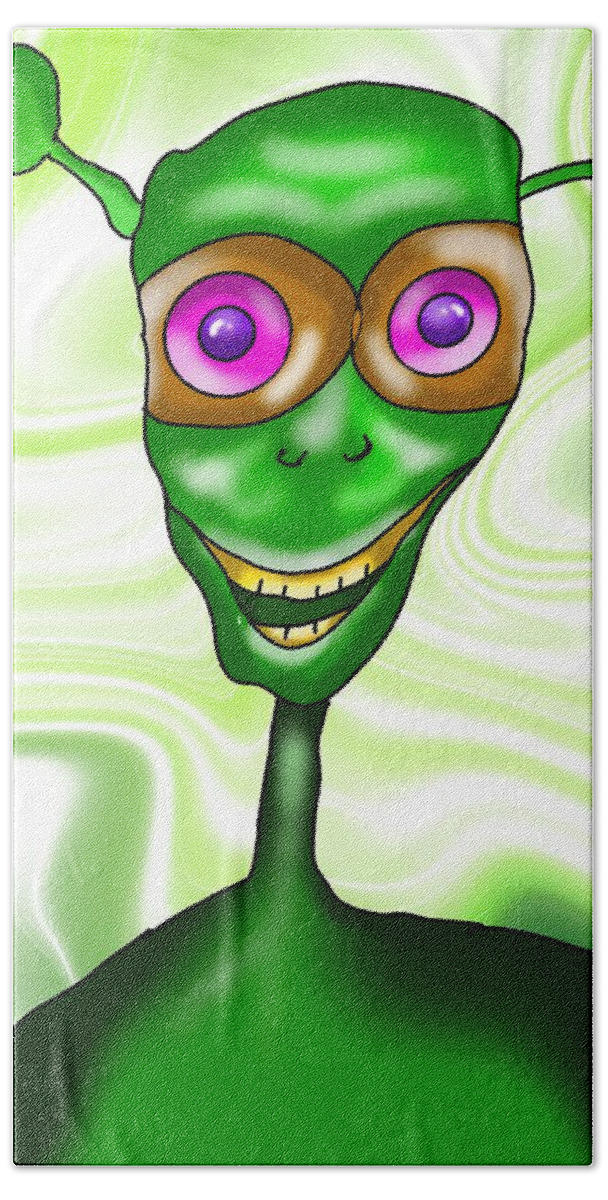 Ufo Male Bath Towel featuring the painting UFO Male by Patricia Piotrak