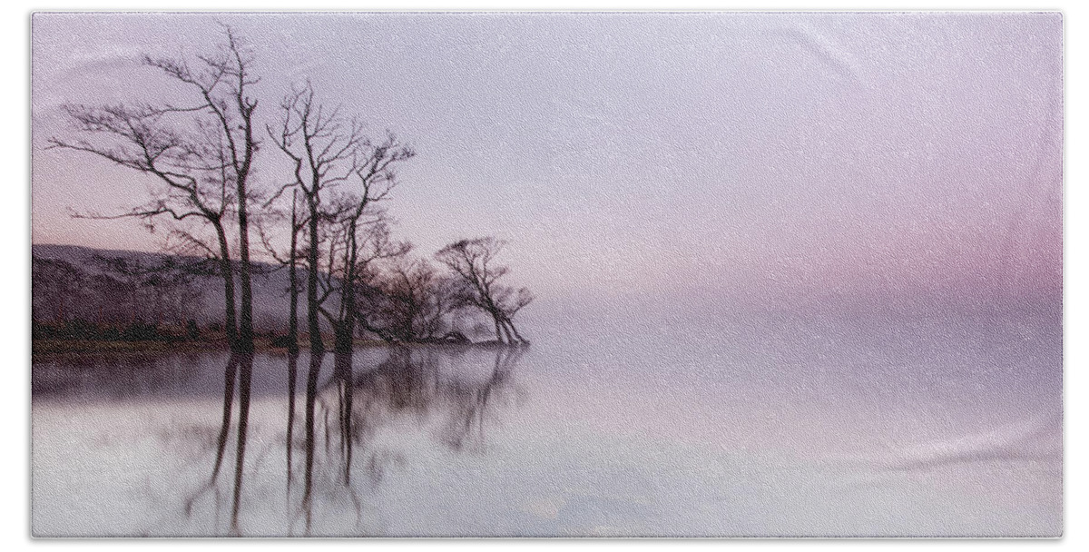 Landscape Bath Towel featuring the photograph Ullswater Mist at Sunrise by Anita Nicholson