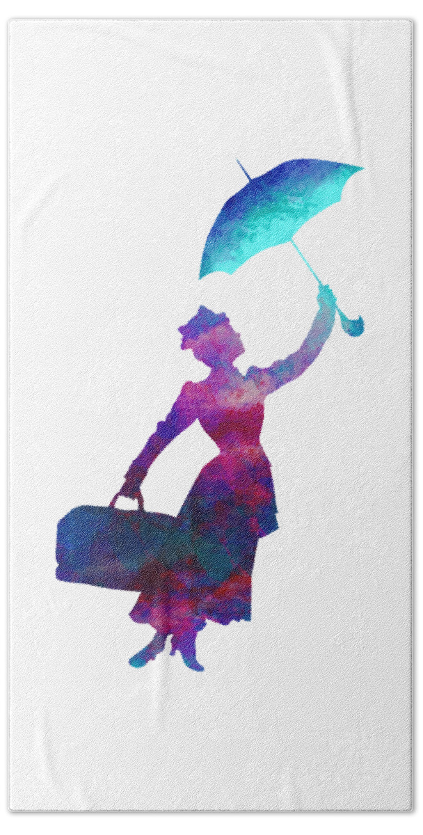 Umbrella Lady Hand Towel featuring the digital art Umbrella Lady by David Millenheft