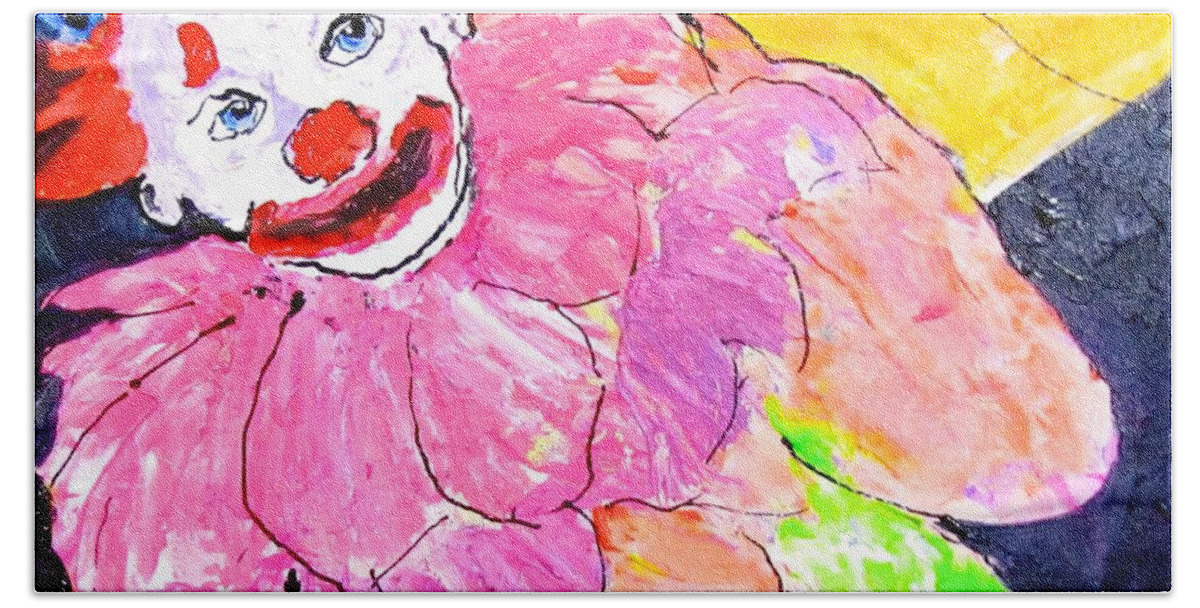 Clown Bath Towel featuring the painting Under the Big Top by Barbara O'Toole