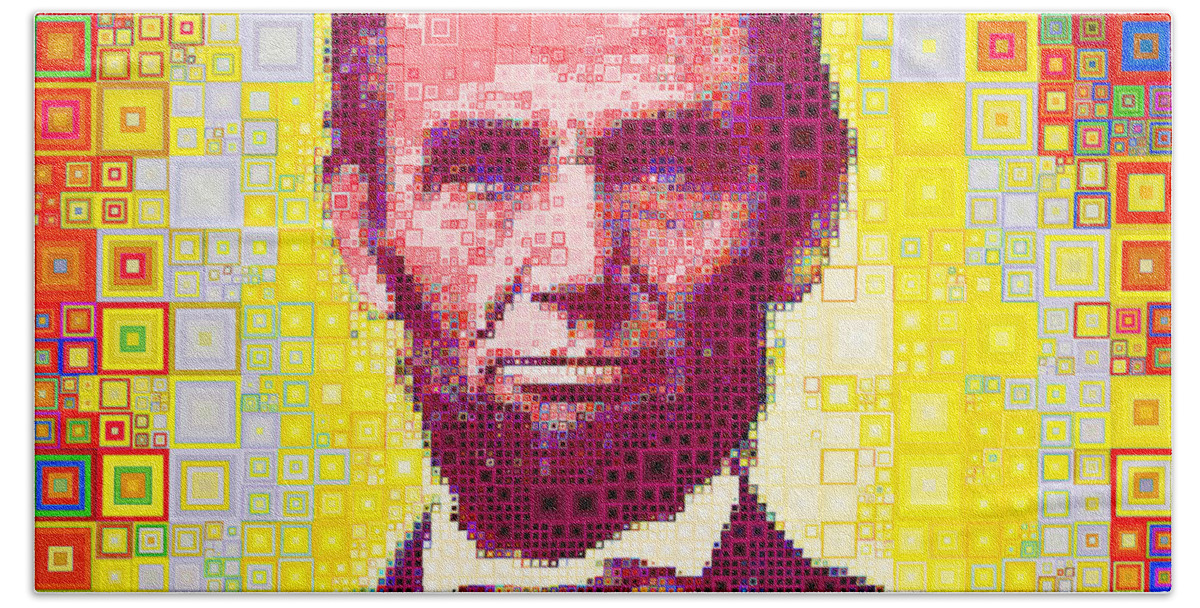 Wingsdomain Bath Towel featuring the photograph United States President Abraham Lincoln in Abstract Squares 20190201sq by Wingsdomain Art and Photography