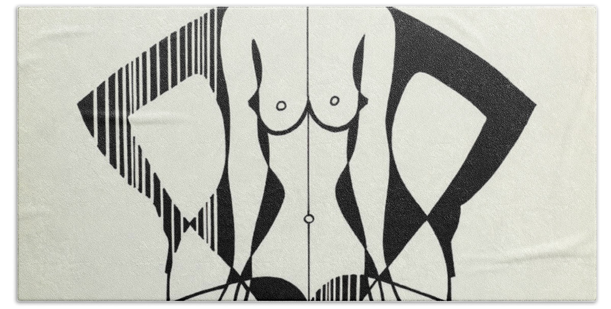 Nude Bath Towel featuring the painting Untitled, Nude print by Manuel Bennett