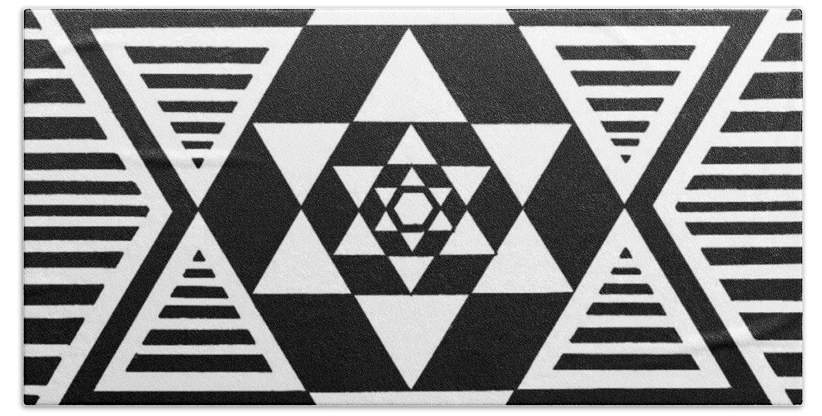 Star Bath Towel featuring the painting Untitled Symmetrical Star Design by Manuel Bennett