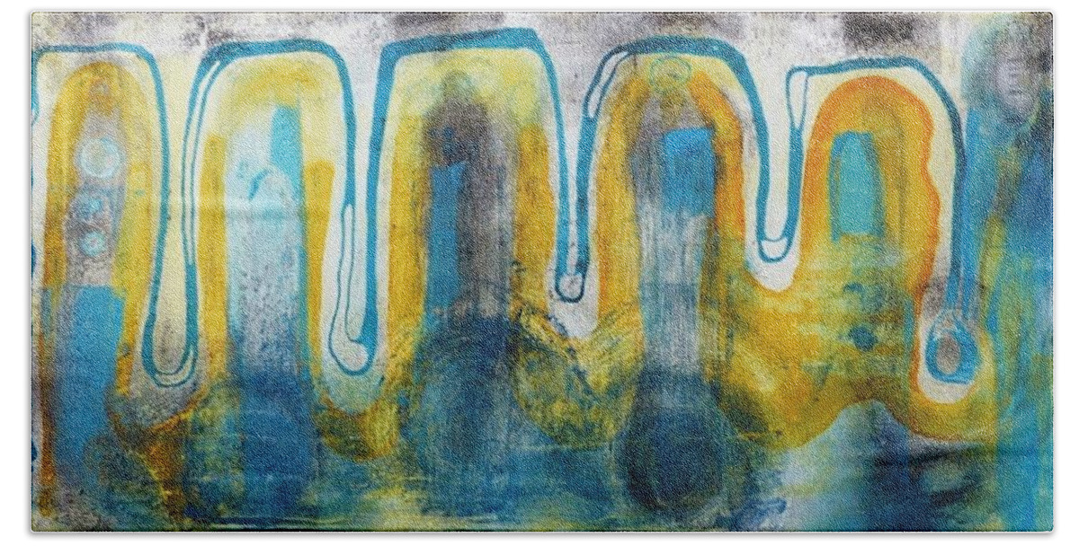 Abstract Bath Towel featuring the painting Untitled2 by 'REA' Gallery