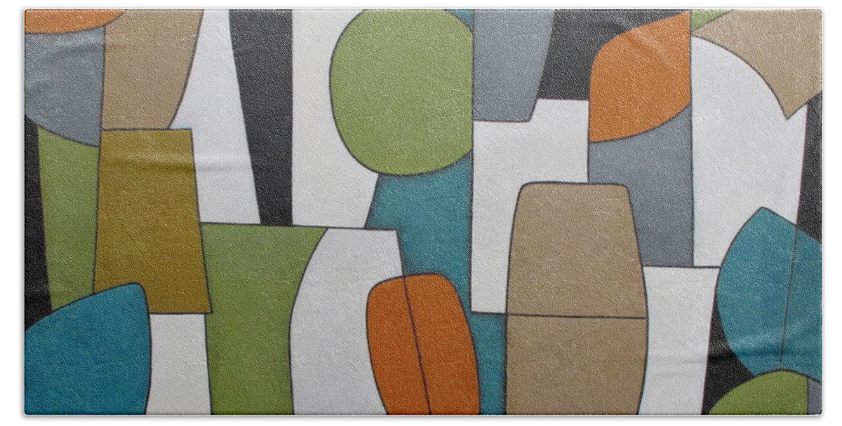 Abstract Hand Towel featuring the painting Utopia by Trish Toro