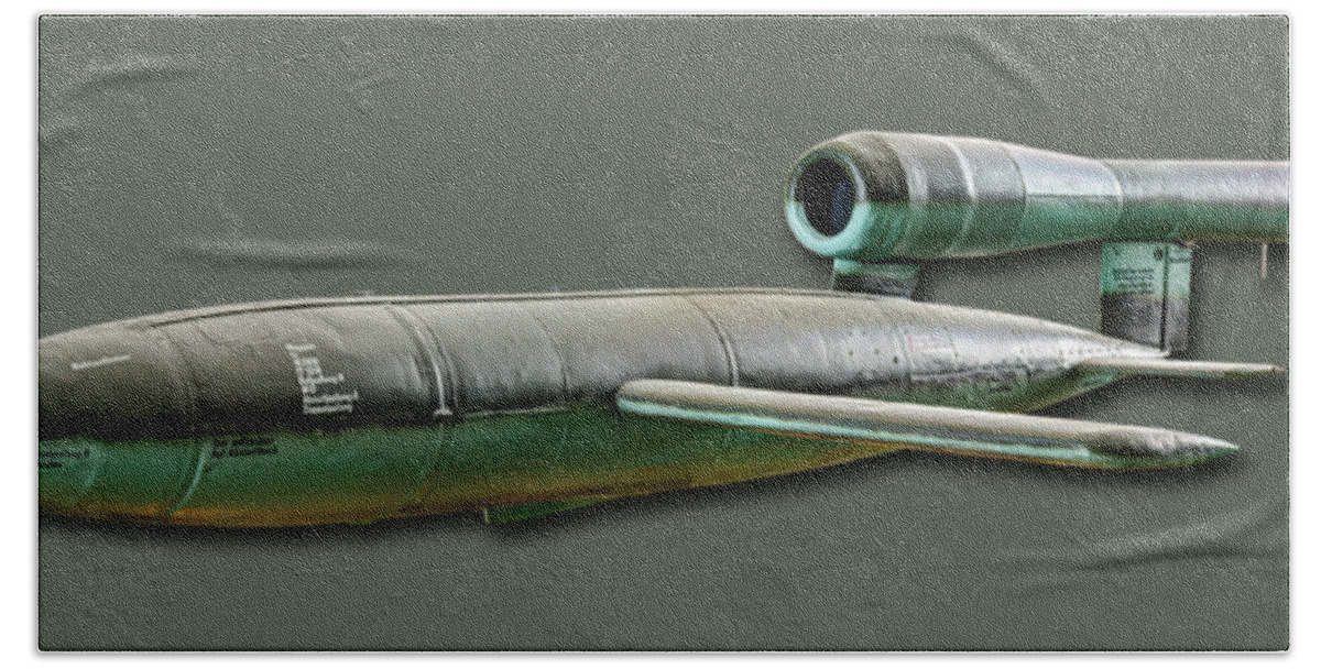 V-1 Bath Towel featuring the photograph V-1 Flying Bomb by Weston Westmoreland
