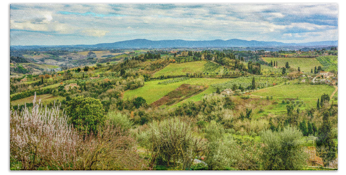 Tuscany Hand Towel featuring the photograph Verdant Tuscan Springtime by Marcy Wielfaert