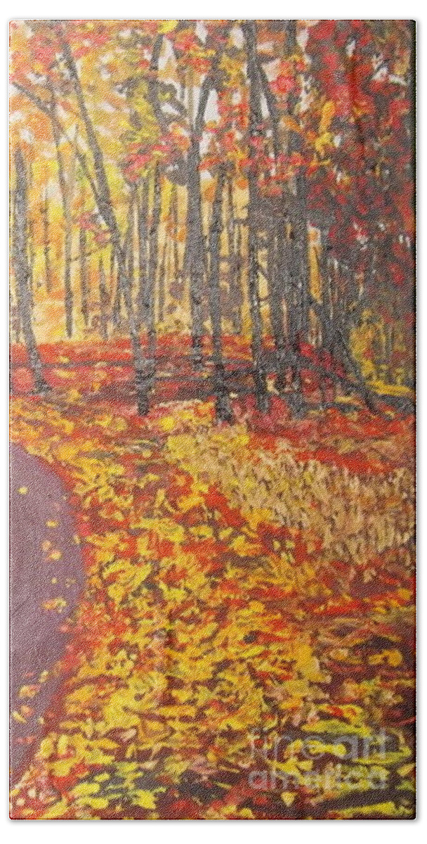 Acrylic Painting Hand Towel featuring the painting Vibrant Autumn by Denise Morgan