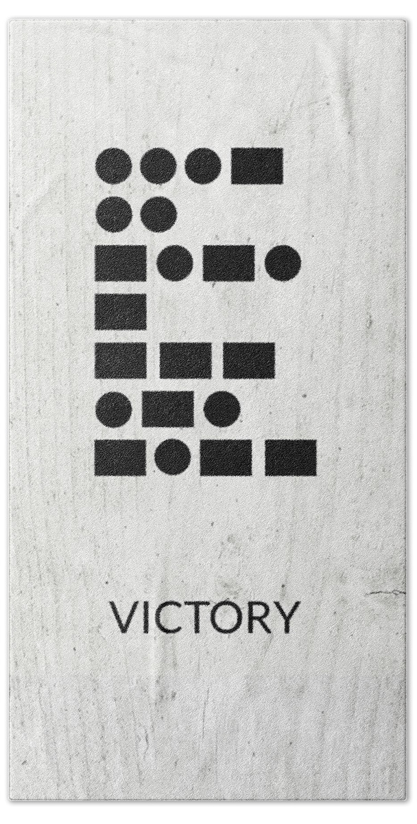Victory Hand Towel featuring the digital art Victory Morse Code 2- Art by Linda Woods by Linda Woods