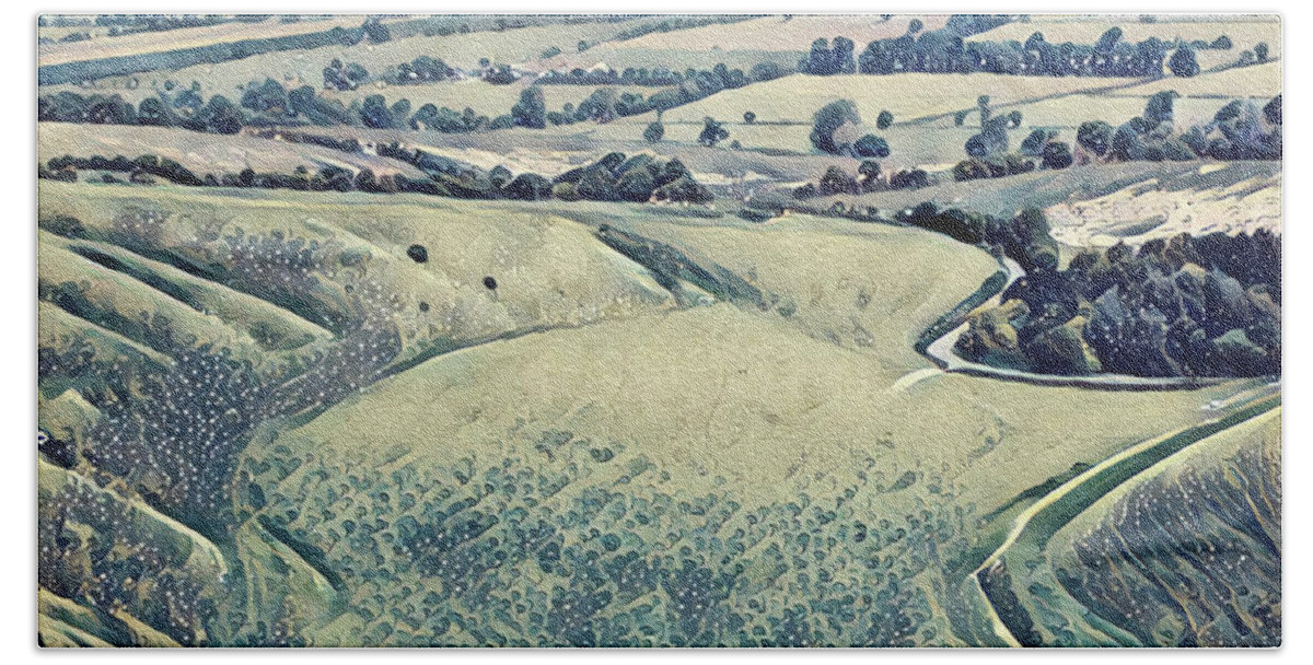 England Bath Sheet featuring the digital art View from an Escarpment by John Edwards