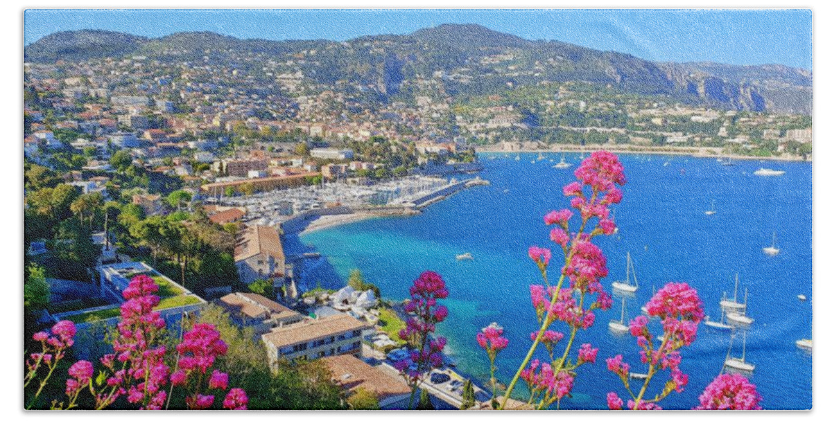 Landscape Hand Towel featuring the photograph Villefranche View by Andrea Whitaker