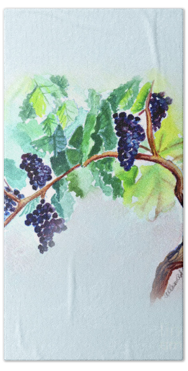 Vine Hand Towel featuring the painting Vine and Branch by Allison Ashton
