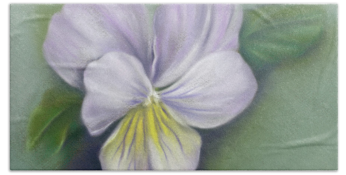 Botanical Hand Towel featuring the painting Viola Purple and Yellow by MM Anderson