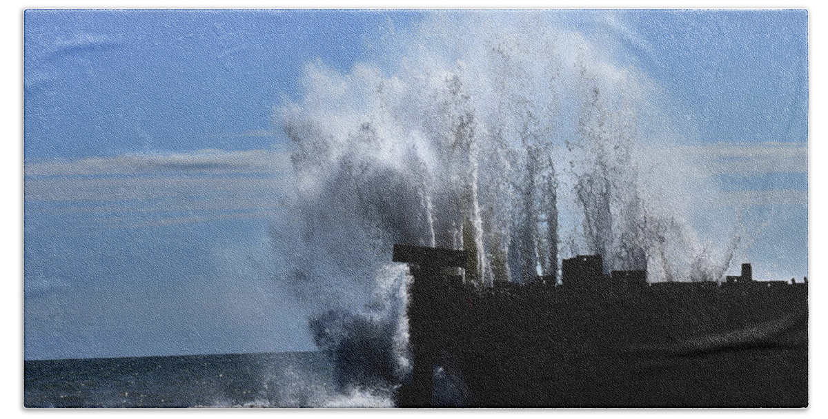Maritime Hand Towel featuring the photograph Violence On A Calm Day by Skip Willits