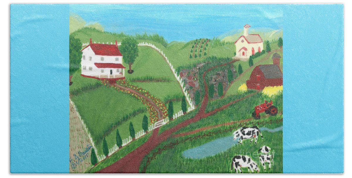 Virginia Countryside Hand Towel featuring the painting Virginia Countryside by Elizabeth Mauldin