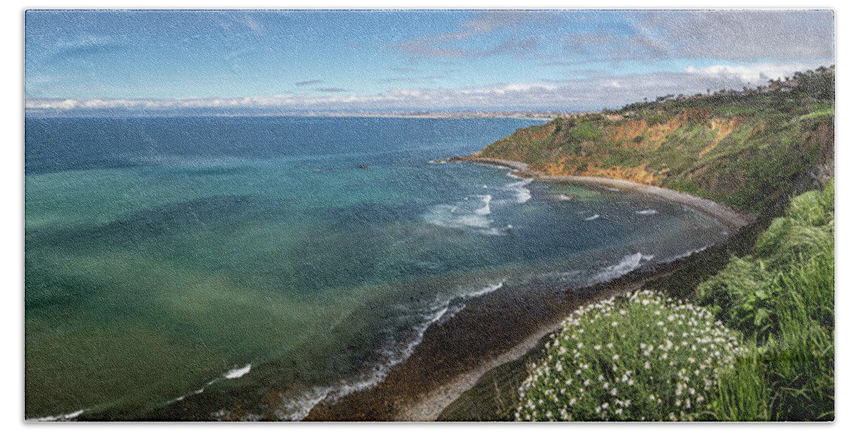 Beach Bath Towel featuring the photograph Vivid Bluff Cove in Spring Panorama by Andy Konieczny
