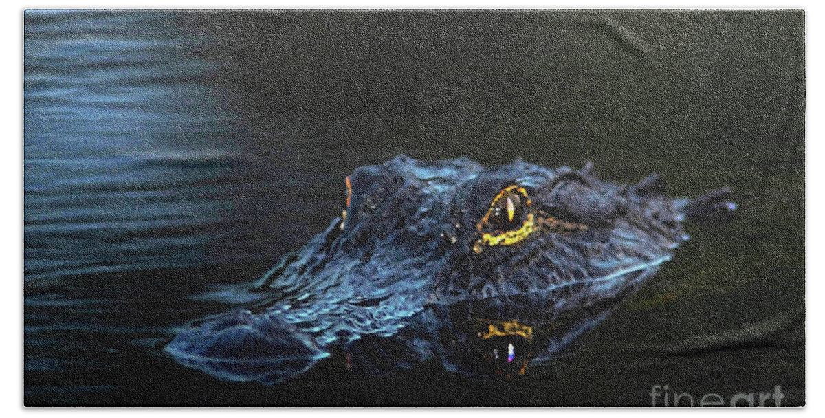 Alligator Hand Towel featuring the photograph Waiting in the Moonlight by Jane Axman