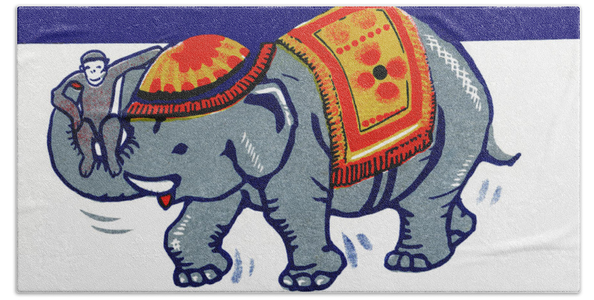 Tricks Bath Towel featuring the painting Walking Elephant by Unknown