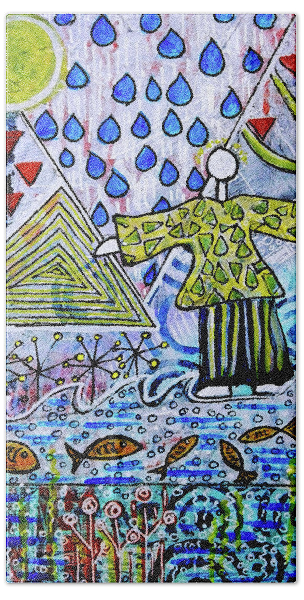 Symbolism Bath Towel featuring the mixed media Walking on Water by Mimulux Patricia No