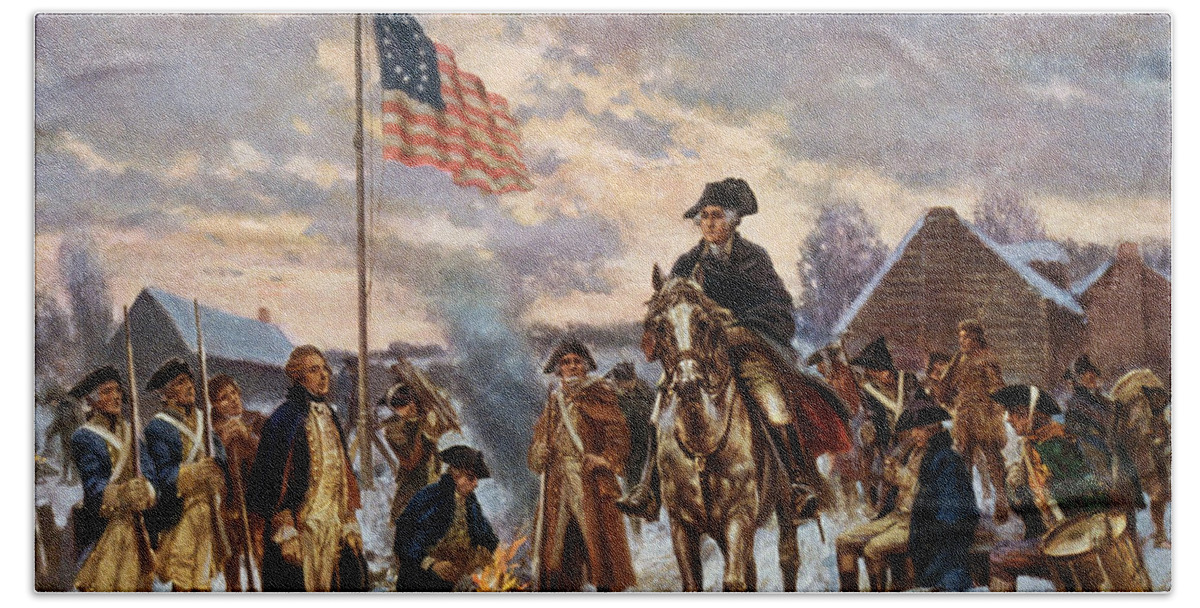 George Washington Bath Sheet featuring the painting Washington at Valley Forge by War Is Hell Store
