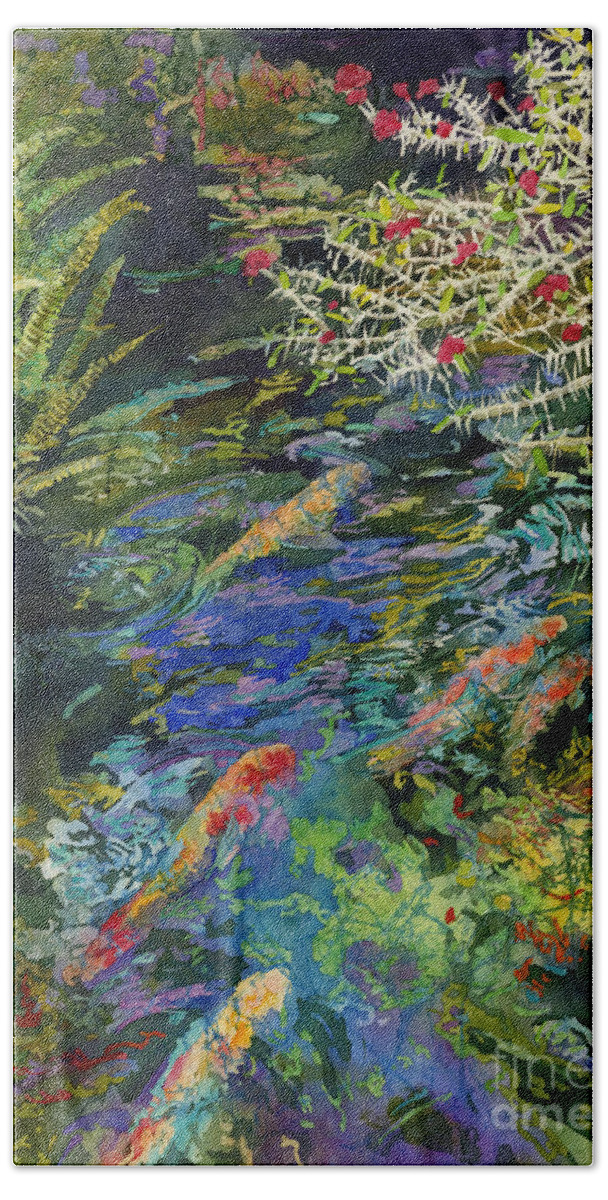 Koi Hand Towel featuring the painting Water Garden by Hailey E Herrera