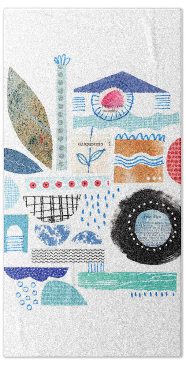Lucie Duclos Bath Towel featuring the mixed media Water Garden by Lucie Duclos