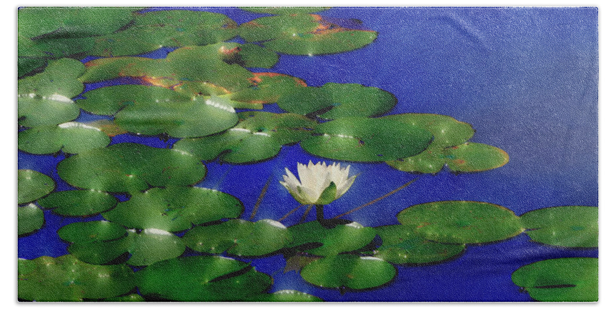 Zen Bath Towel featuring the digital art Water Lily Watercolor III by Marianne Campolongo