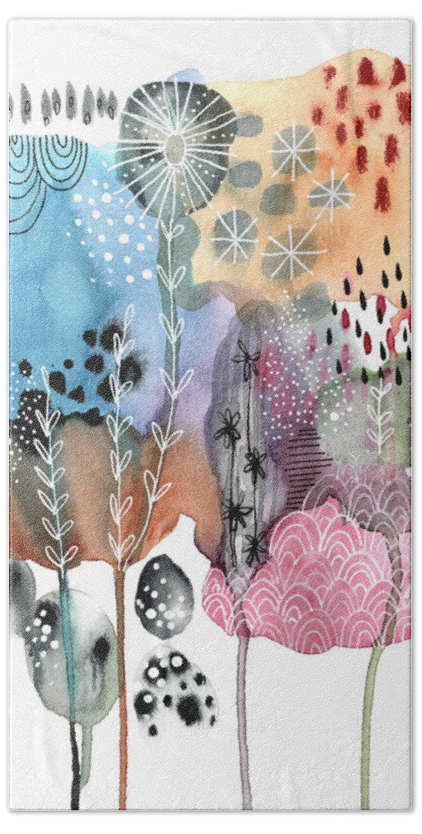 Watercolor Hand Towel featuring the mixed media Watercolor Forest by Lucie Duclos