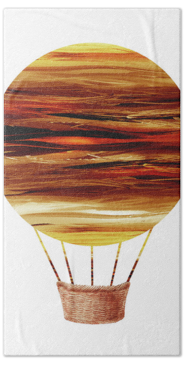 Watercolor Bath Towel featuring the painting Watercolor Silhouette Hot Air Balloon XV by Irina Sztukowski