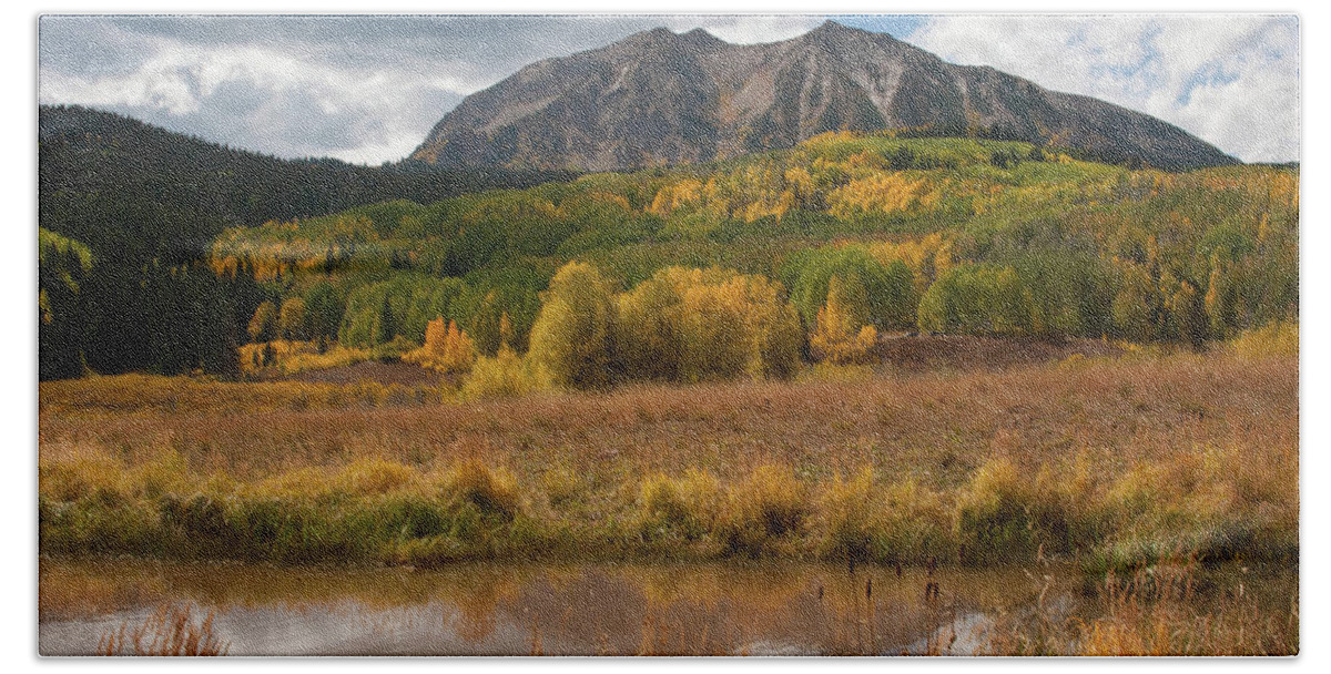Kebler Pass Bath Towel featuring the photograph West Elk Range Autumn with Pond by Cascade Colors