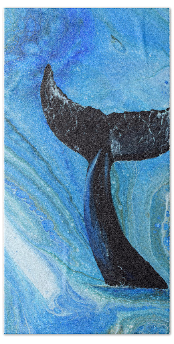 Ocean Hand Towel featuring the painting Whale Tail by Darice Machel McGuire