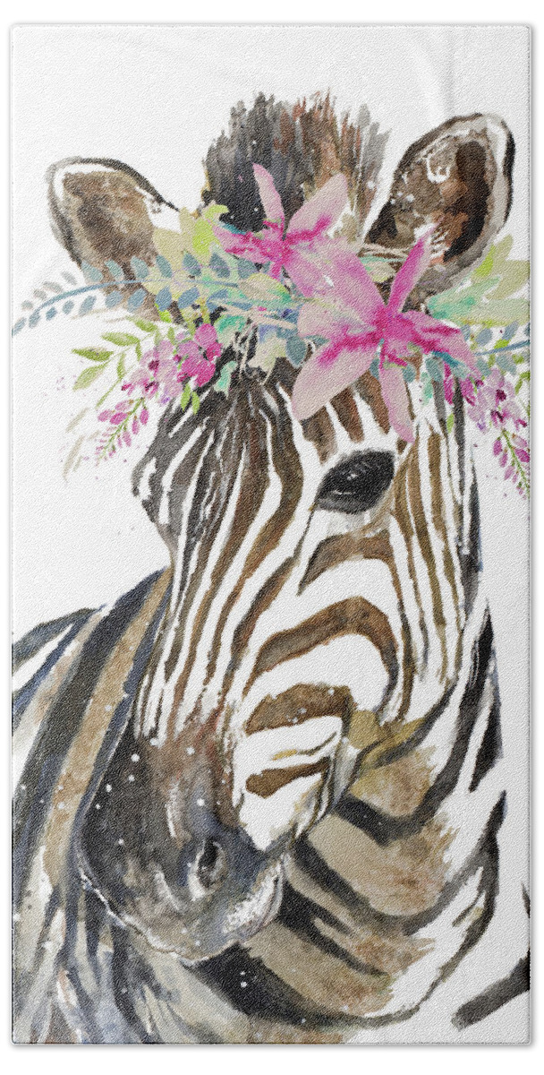 Whimsical Hand Towel featuring the painting Whimsical Water Zebra by Patricia Pinto