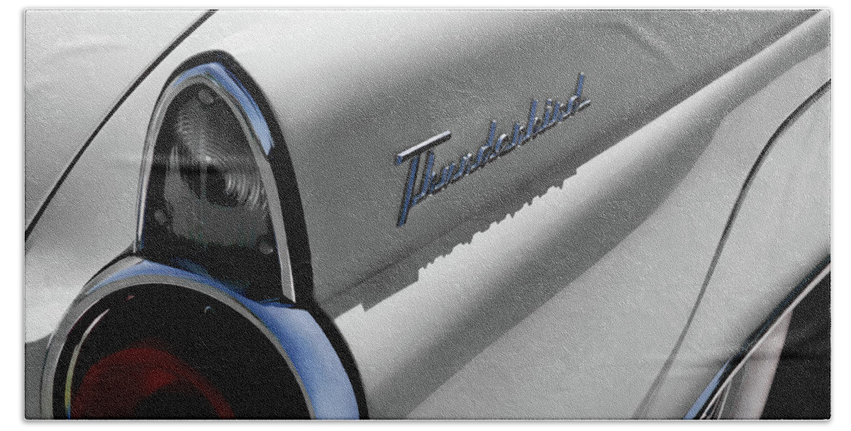 Thunderbird Hand Towel featuring the digital art 1955 T-Bird by Douglas Pittman