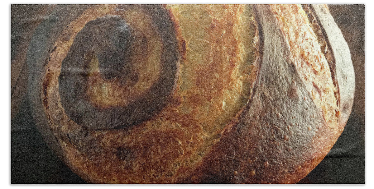 Bread Bath Towel featuring the photograph White And Rye Sourdough Spiral Set 1 by Amy E Fraser