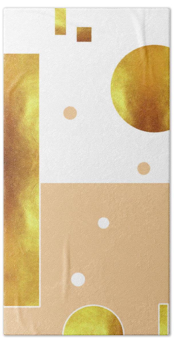 Abstract Bath Towel featuring the mixed media White, Beige and Gold Abstract - Minimal Abstract - Geometric Pattern - Modern Wall Decor by Studio Grafiikka