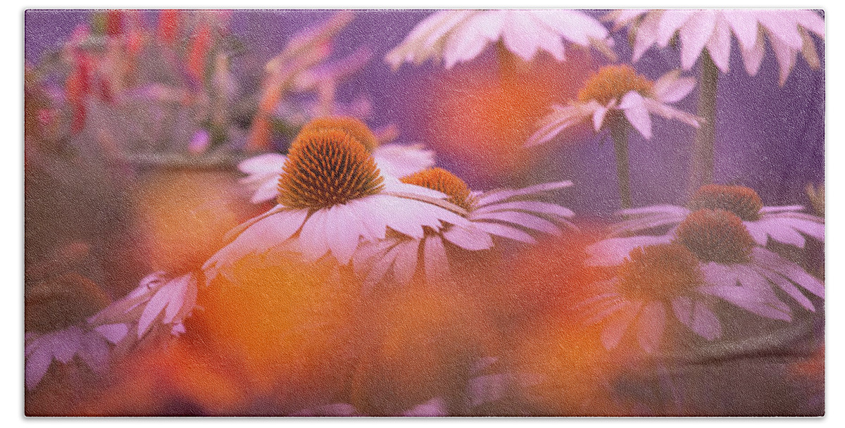 Art Bath Towel featuring the photograph White Coneflowers by Joan Han