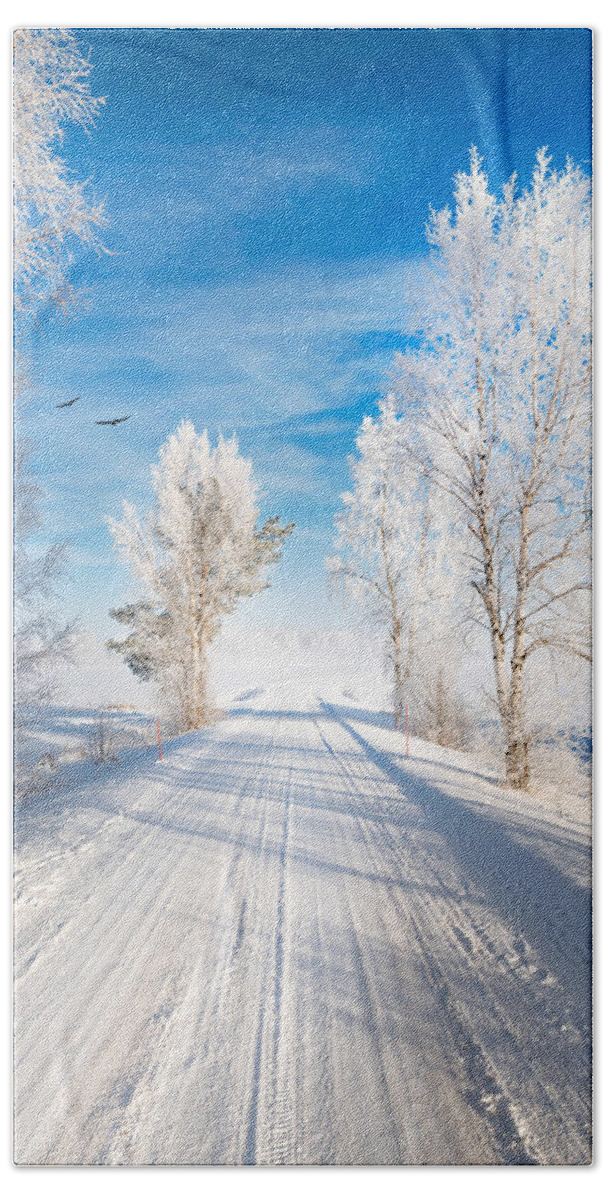 Snow Hand Towel featuring the photograph White Morning by Philippe Sainte-Laudy