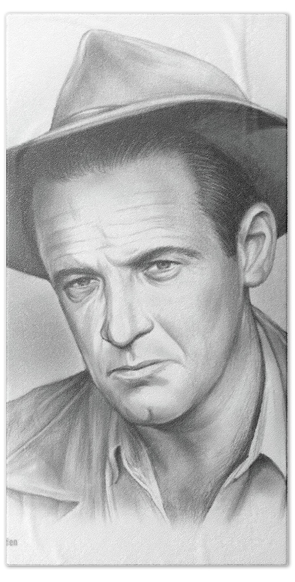 William Holden Hand Towel featuring the drawing William Holden by Greg Joens