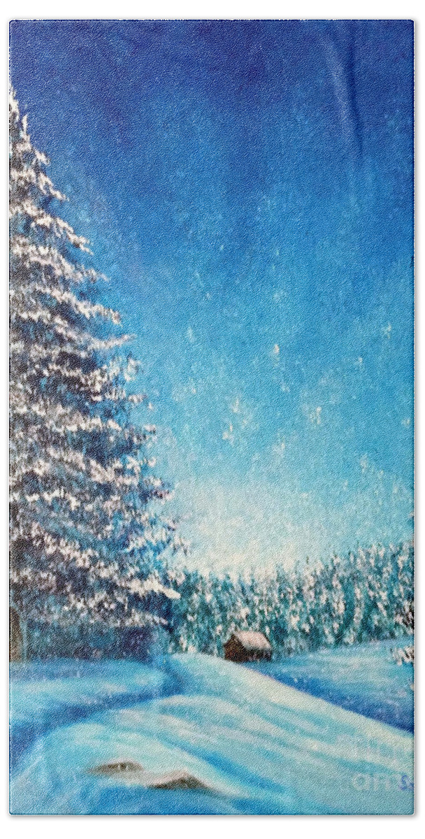 Christmas Hand Towel featuring the painting Wintry Light by Sarah Irland