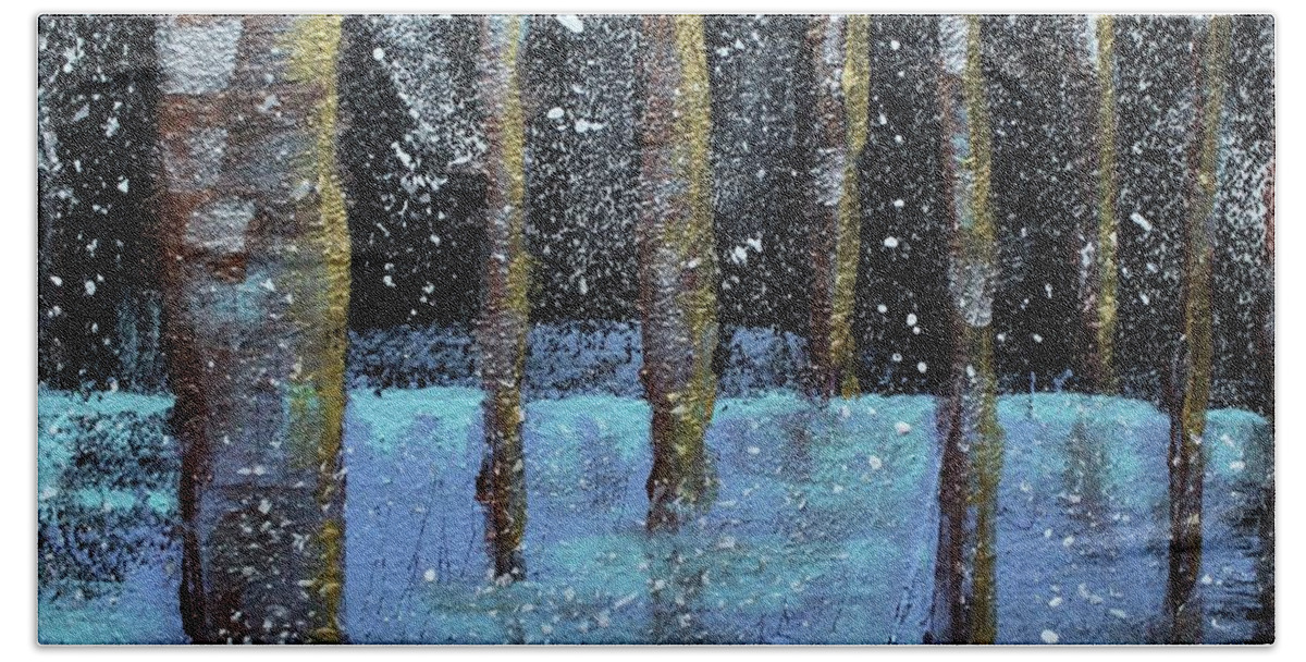 Landscape Bath Towel featuring the painting Wintry Scene I by Jason Nicholas