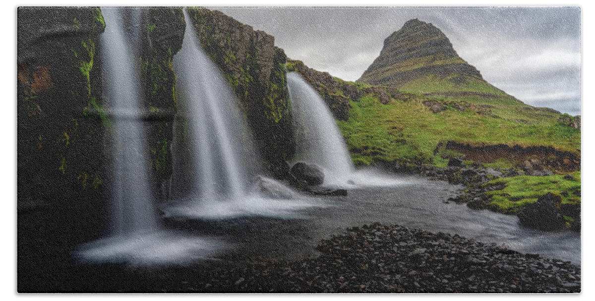Iceland Bath Towel featuring the photograph Witches Hat Falls II by Tom Singleton
