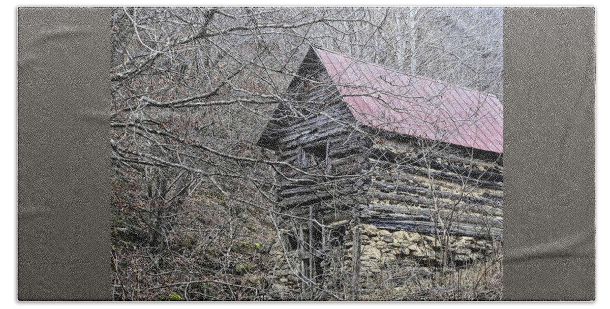 Stone Hand Towel featuring the photograph Wood in the Woods by Kathy Ozzard Chism