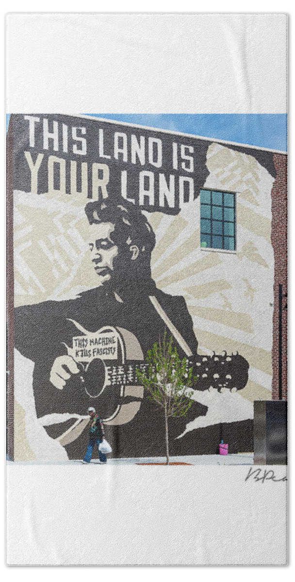 Woody Bath Towel featuring the photograph Woody Guthrie Center 8x8 by Bert Peake